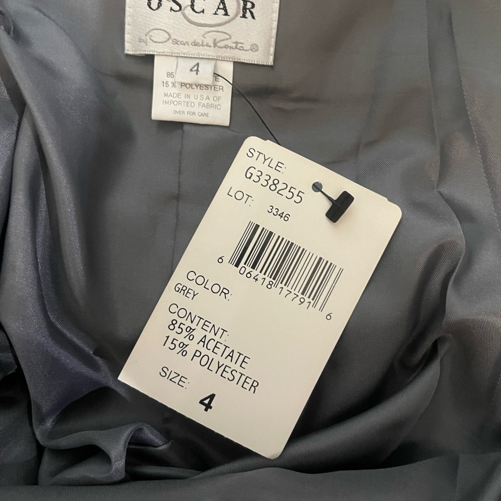 NWT Oscar De La Renta Silver Inverted Flat Pleated Satin Skirt - Picture 4 of 4